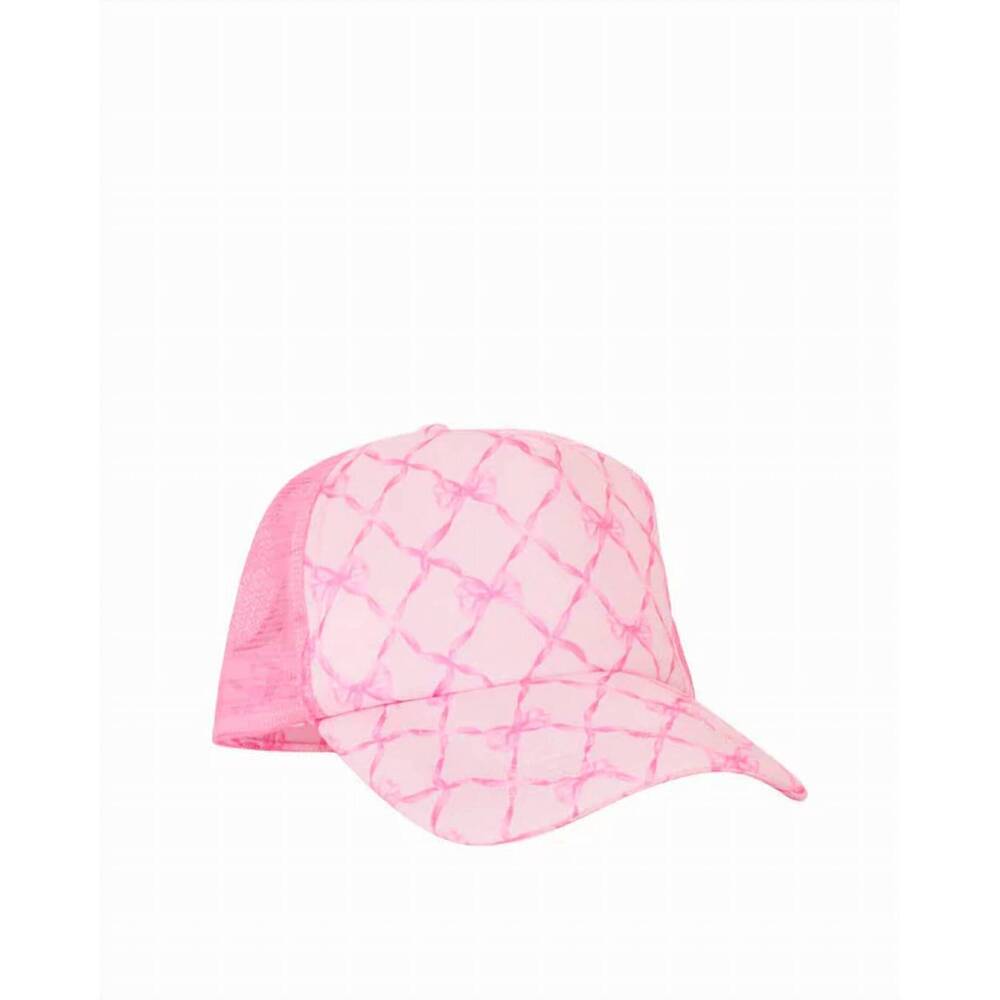 NEW LOVESHACKFANCY women's joni trucker hat in pink peppermint